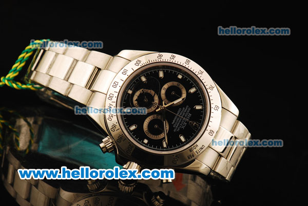 Rolex Daytona II Chronograph Swiss Valjoux 7750 Automatic Movement Full Steel with Black Dial and White Markers - Click Image to Close